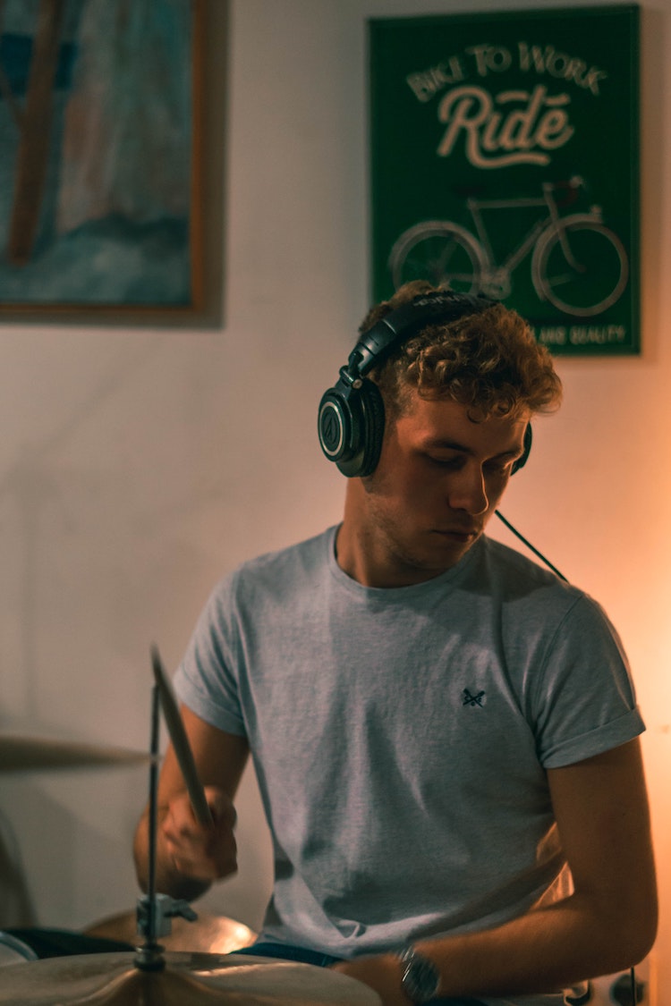 drummer wearing headphones